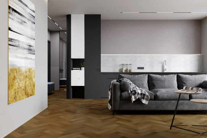 Кварцевый ламинат Fargo Herringbone Дуб Окленд 44-653-76